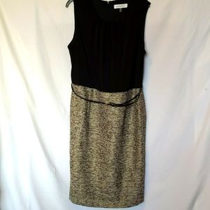 Elegant sleeveless Kasper belted dress.